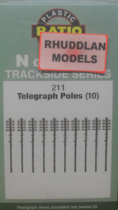 RATIO 211 N GAUGE TELEGRAPH POLES (10) - (PRICE INCLUDES DELIVERY)