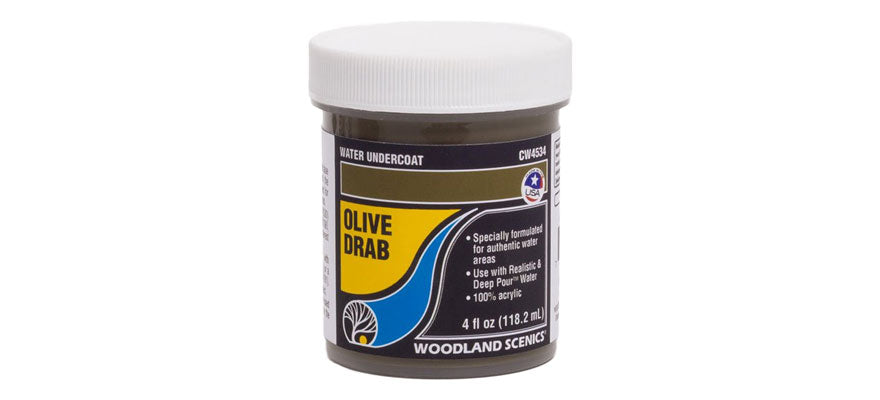 WOODLAND SCENICS CW4534 110ML WATER UNDERCOAT OLIVE DRAB - (PRICE INCLUDES DELIVERY)