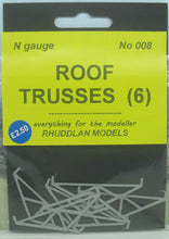 Load image into Gallery viewer, New No.8 N gauge roof trusses (6) unpainted.