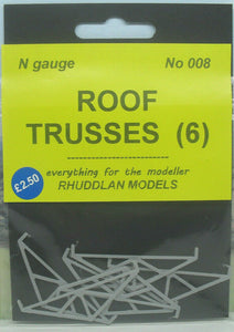 New No.8 N gauge roof trusses (6) unpainted.
