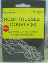 Load image into Gallery viewer, New No.9 N gauge roof trusses double (6) unpainted.