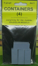 Load image into Gallery viewer, New No.71 N gauge containers (4) unpainted.