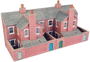 METCALFE PO276 OO/1:76 RED BRICK TERRACED HOUSE BACKS LOW RELIEF - (PRICE INCLUDES DELIVERY)