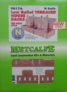 METCALFE PN176 N GAUGE LOW RELIFE TERRACED HOUS BACKS RED BRICK STYLE - (PRICE INCLUDES DELIVERY)