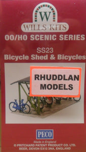 WILLS SS23 OO/1:76 BICYCLE SHED & BICYCLES - (PRICE INCLUDES DELIVERY)