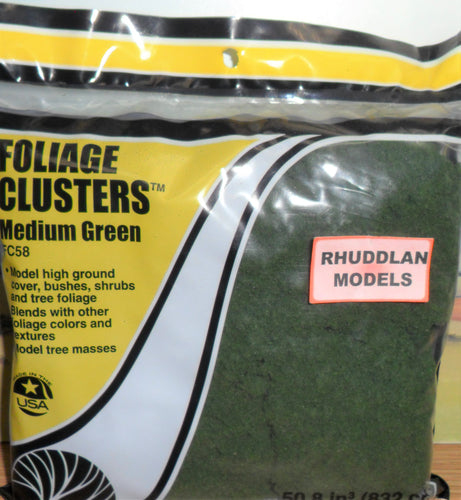 WOODLANDS SCENICS FC58 FOLIAGE CLUSTERS MEDIUM GREEN - (PRICE INCLUDES DELIVERY)