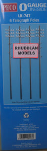 PECO LK-747 O/1:48 6 TELEGRAPH POLES - (PRICE INCLUDES DELIVERY)