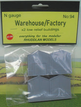 Load image into Gallery viewer, New No.94  N gauge x2 Low relief factory/warehouse unpainted.