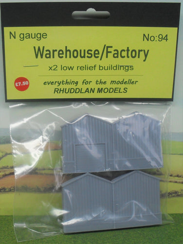 New No.94  N gauge x2 Low relief factory/warehouse unpainted.