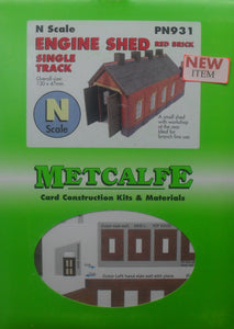 METCALFE PN931 N GAUGE ENGINE SHED RED BRICK SINGLE TRACK - (PRICE INCLUDES DELIVERY)