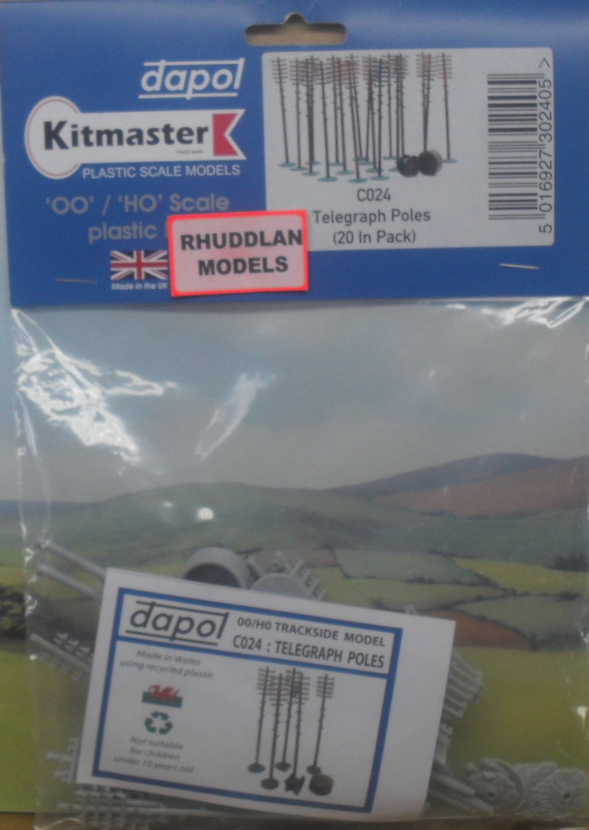 Telegraph Poles Pack Of 18 - Model Railway Trackside Kit For OO Gauge By KitMaster/Dapol