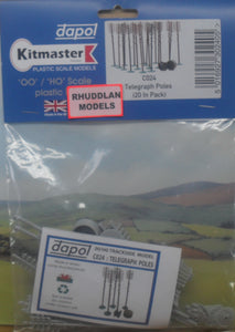 DAPOL C024 OO/1:76 TELEGRAPH POLES (20 IN PACK) - (PRICE INCLUDES DELIVERY)