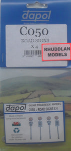 DAPOL C050 OO/1:76 ROAD SIGNS X4 - (PRICE INCLUDES DELIVERY)