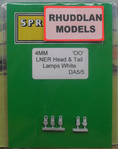 SPRINGSIDE MODELS SPDA5 OO/1.76 LNER HEAD & TAIL LAMPS (5) - (PRICE INCLUDES DELIVERY)