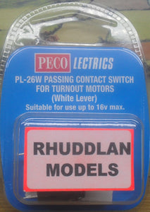 PECO LECTRICS PL-26W PASSING CONTACT SWITCHFOR TURNOUT MOTORS - (WHITE LEVER) (PRICE INCLUDES DELIVERY)