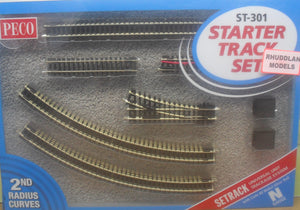 PECO ST-301 N GAUGE STARTER TRACK SET 2ND RADIUS CURVES - (PRICE INCLUDES DELIVERY)