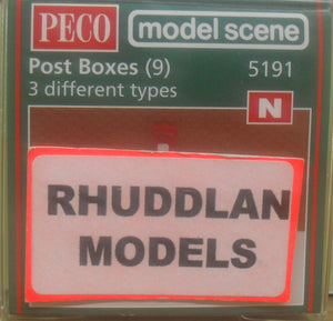 MODEL SCENE ACCESSORIES NO.5191 N GAUGE POST BOXES (9) - (PRICE INCLUDES DELIVERY)