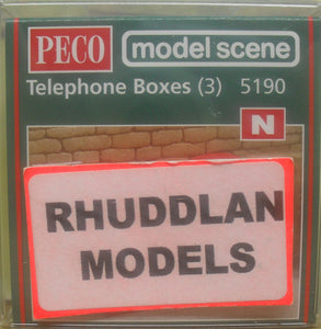 MODEL SCENE ACCESSORIES NO.5190 N GAUGE TELEPHONE BOXES (3) - (PRICE INCLUDES DELIVERY)