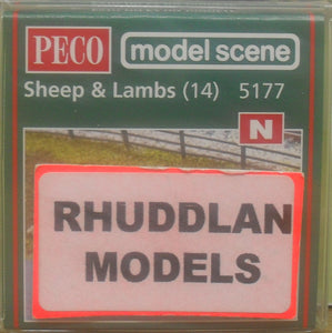MODEL SCENE ACCESSORIES NO.5177 N GAUGE SHEEP & LAMB (14)  - (PRICE INCLUDES DELIVERY)