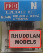 Load image into Gallery viewer, PECO LINESIDE NB-46  N GAUGE FIELD GATES (3) STILES (3) &amp; WICKET GATE - (PRICE INCLUDES DELIVERY)