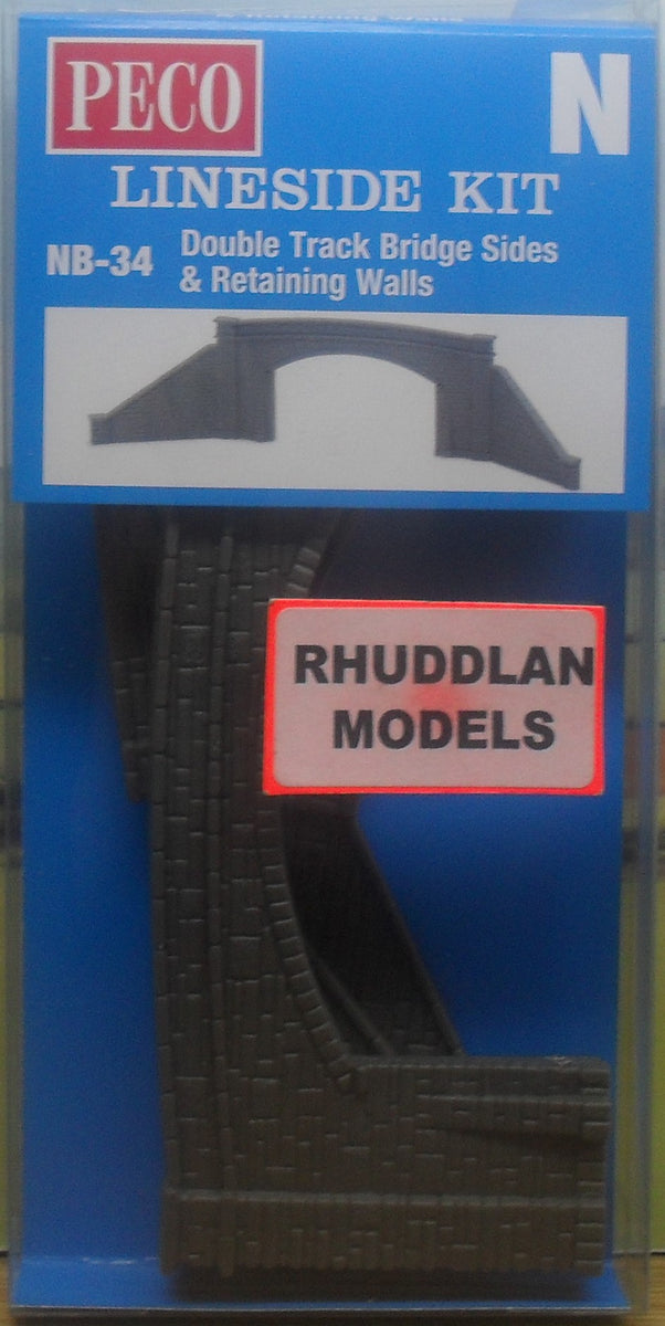 PECO LINESIDE NB-34 N GAUGE DOUBLE TRACK BRIDGE SIDES & RETAINING WALL ...