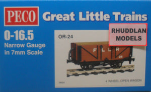 PECO GREAT LITTLE TRAINS OR-24 0-16.5 NARROW GAUGE 4 WHEEL OPEN WAGON KIT - (PRICE INCLUDES DELIVERY)