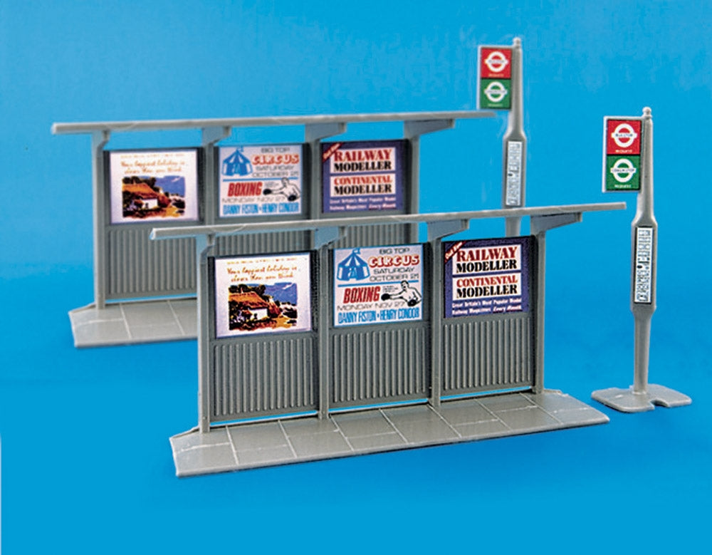 MODEL SCENE ACCESSORIES NO.5007 OO/1:76 BUS STOPS & SHELTERS - (PRICE INCLUDES DELIVERY)