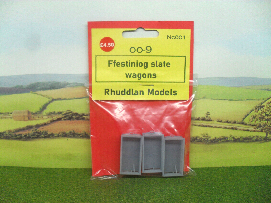 RHUDDLAN MODELS OO-9 NARROW GAUGE FFESTINIOG SLATE WAGONS NG001 - (PRICE INCLUDES DELIVERY)