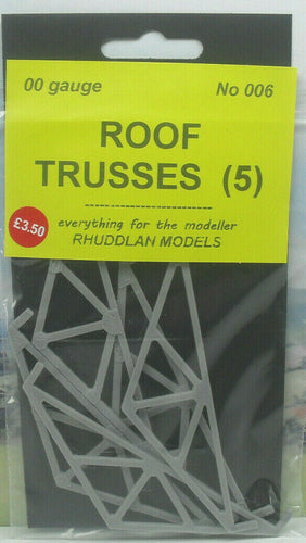 New No.6 OO gauge roof trusses (5) unpainted.